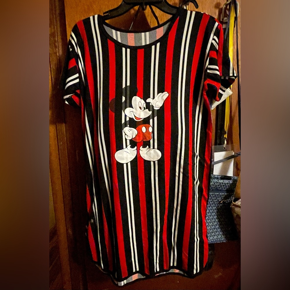 Striped Mickey Mouse T-Shirt Dress